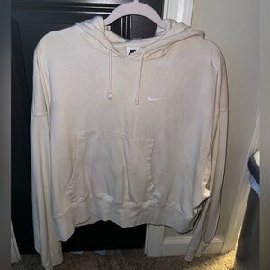 White and tan slightly tie dyed NIKE hoodie